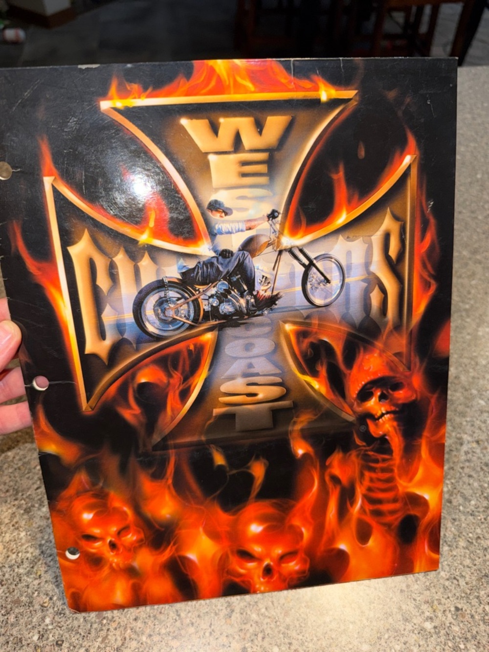 Y2k Flaming Skull Motorcycle School Folder